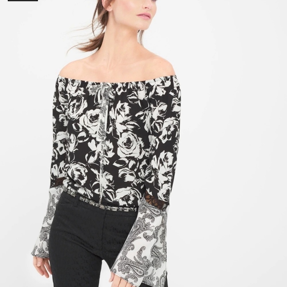 White House Black Market Blouse w/Flared Sleeve Small - Picture 2 of 7